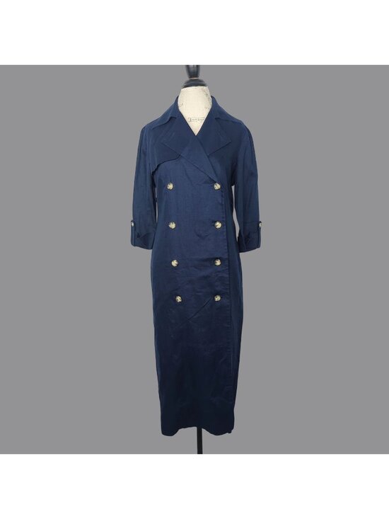Talbots Dresses & Skirts - Vintage 90s Talbots Double Breasted Dress 8 Medium Blue Linen